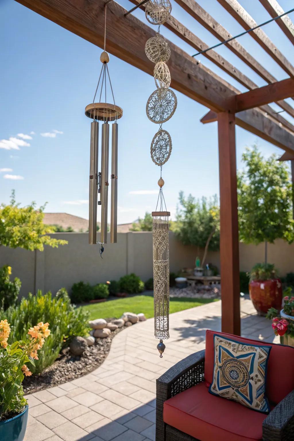 Let the breeze play music with geometric wind chimes.