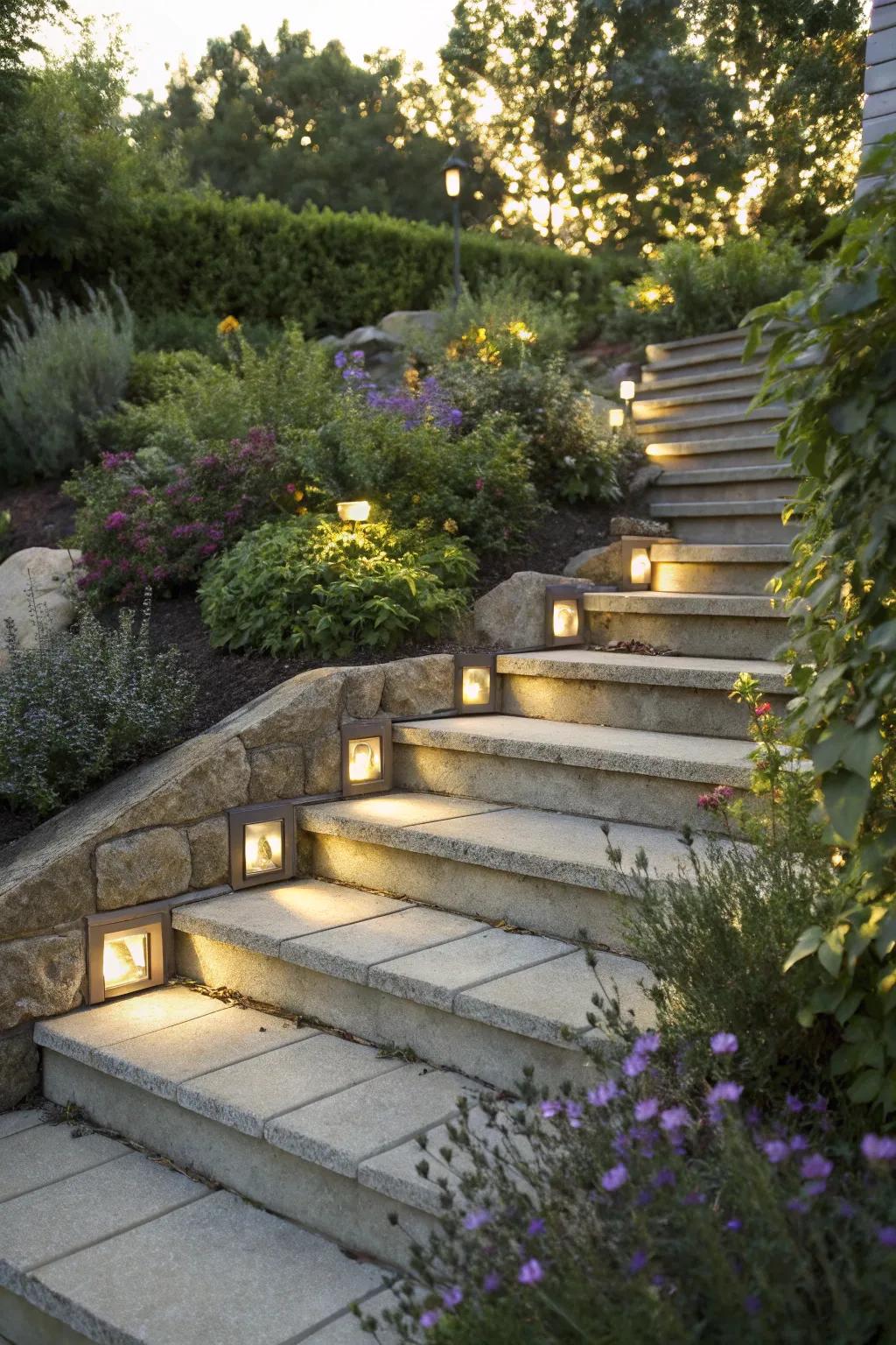 Solar step lights offering an eco-friendly and energy-efficient lighting solution.