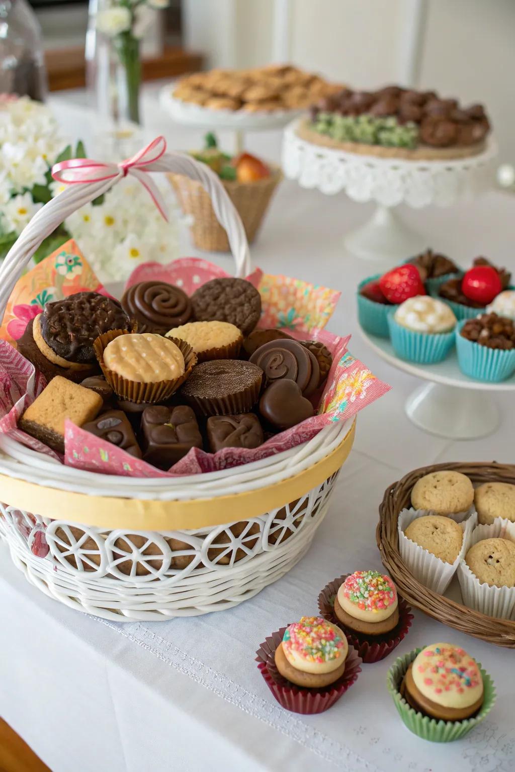 Satisfy mom's sweet tooth with a basket full of delicious treats.