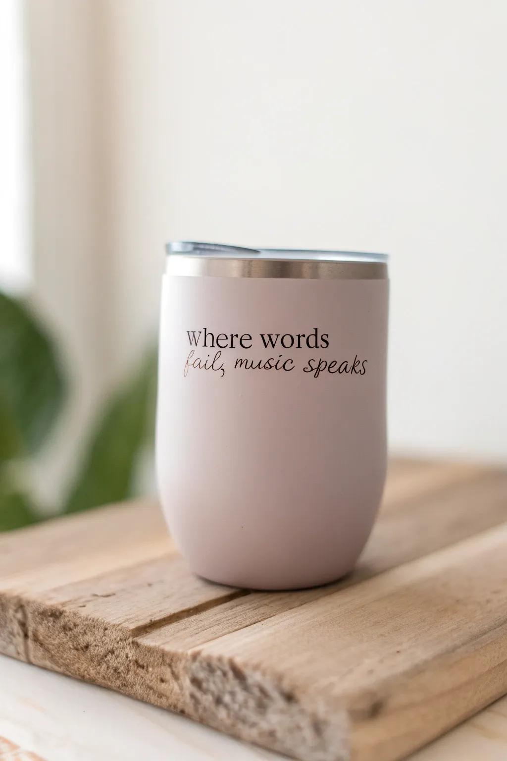 Let your tumbler sing with inspiration. 🎶 'Where words fail, music speaks.'