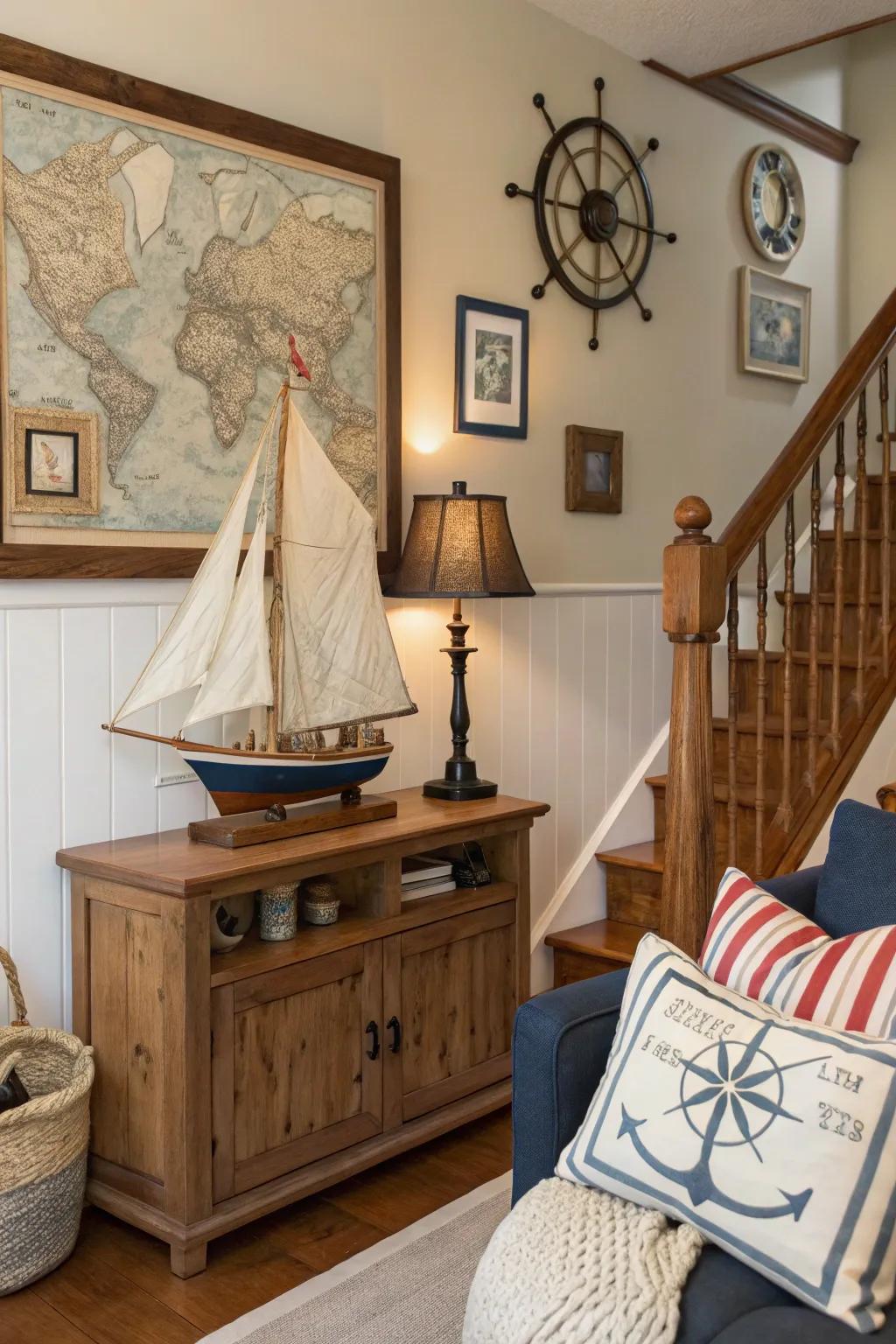 A sailor's corner adds a personal maritime touch to your living space.