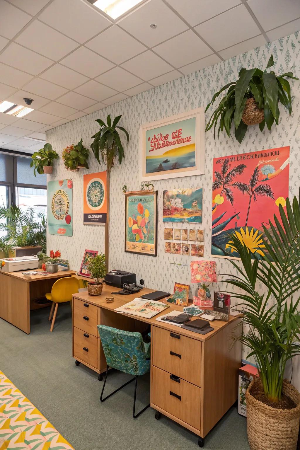 Themed decor transports the office to a different world.