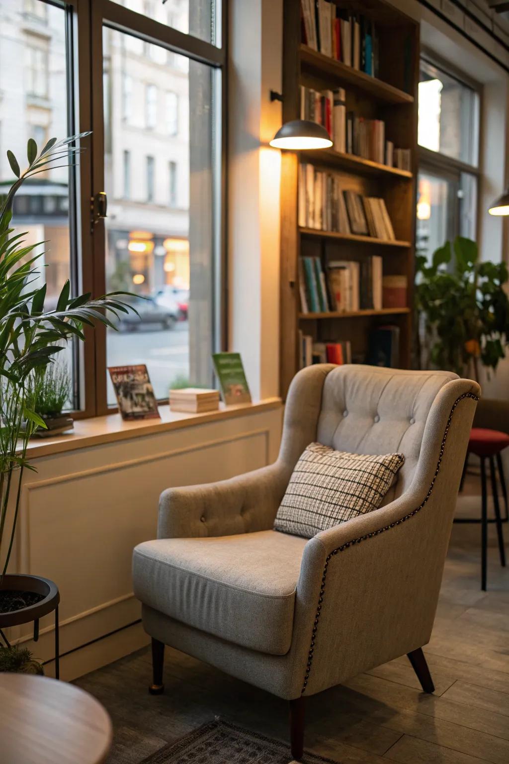 A cozy seating area invites relaxation and informal discussions.