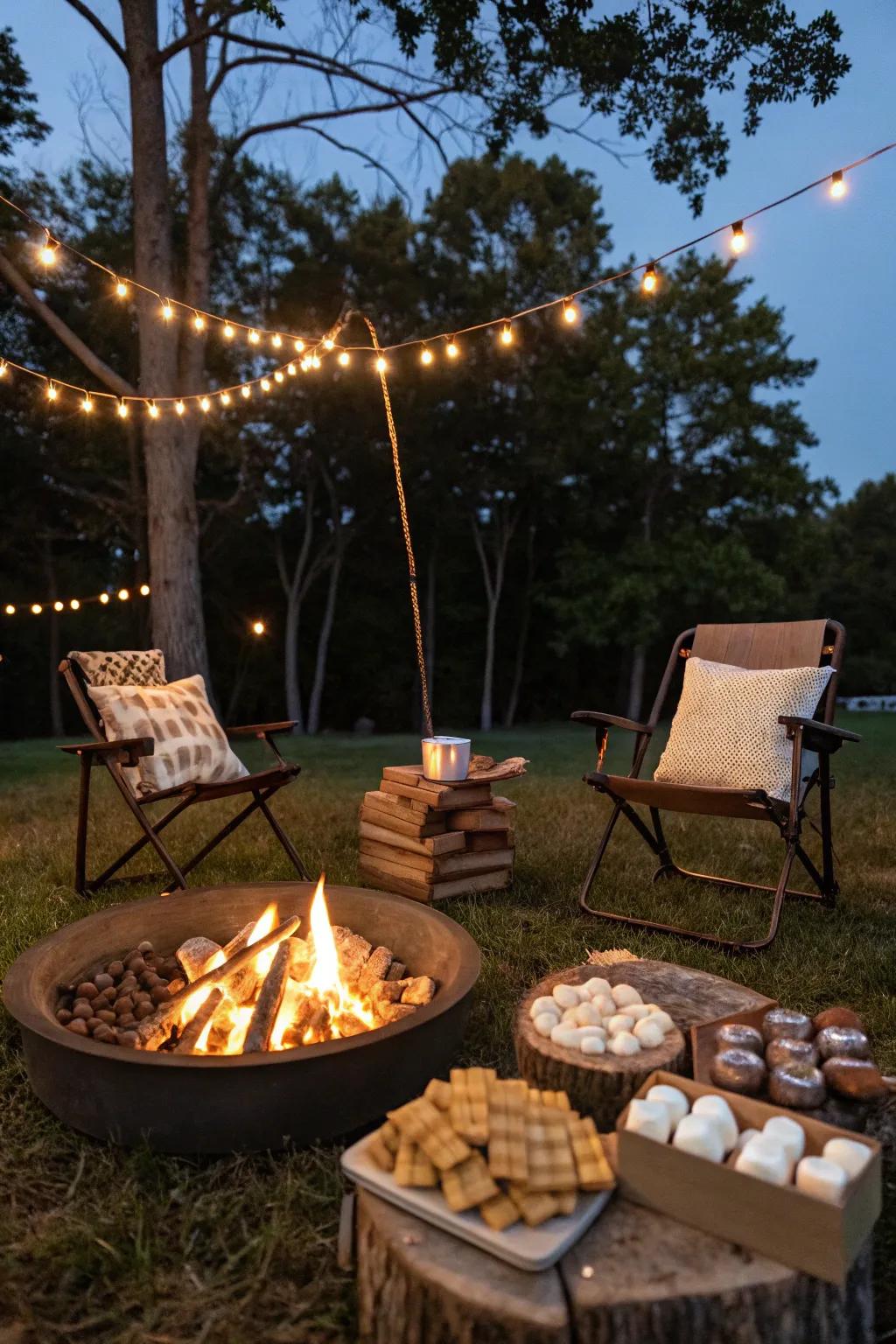 End the night with a cozy campfire and delicious s’mores.