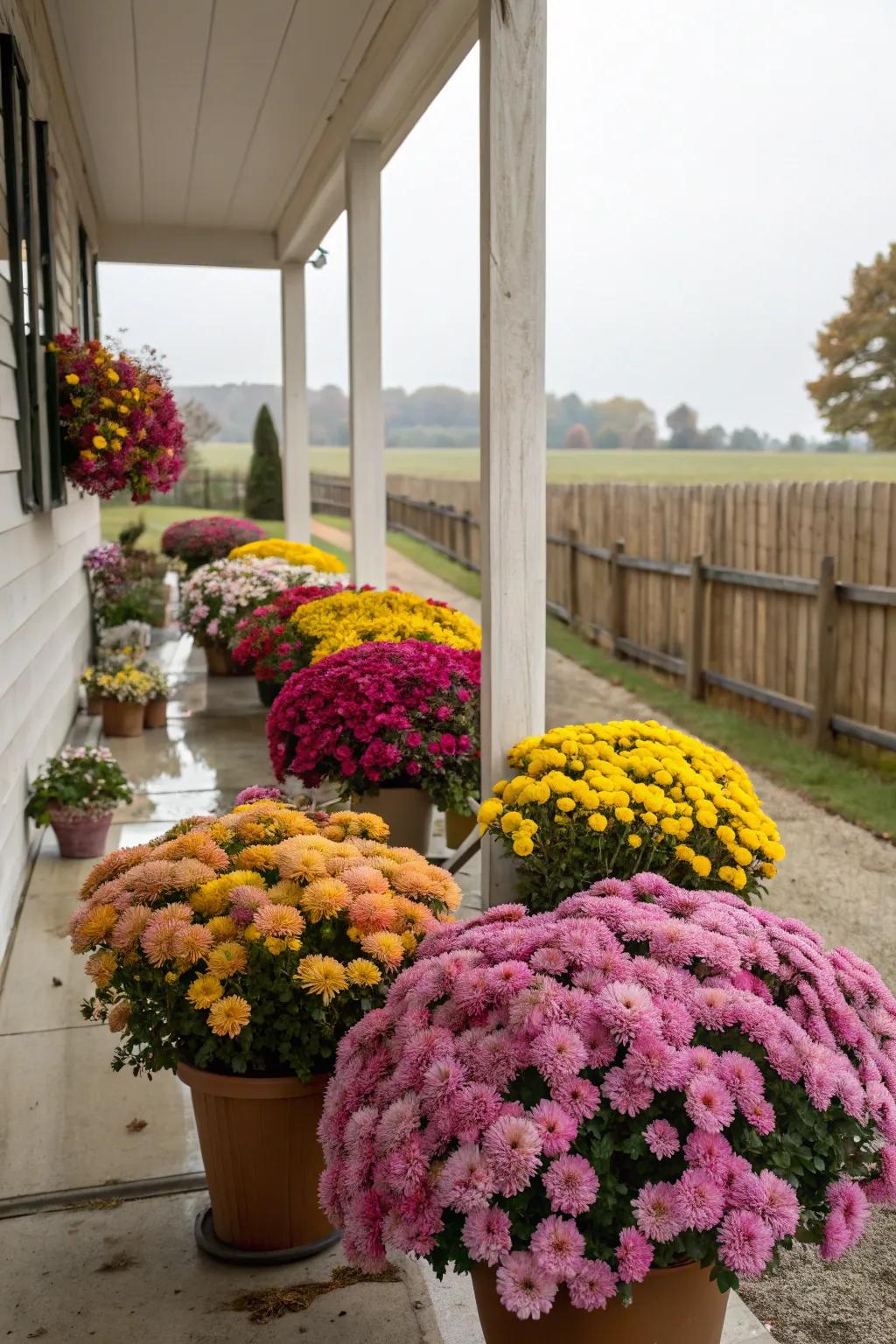 Vibrant mums bring lively color to any fall display.