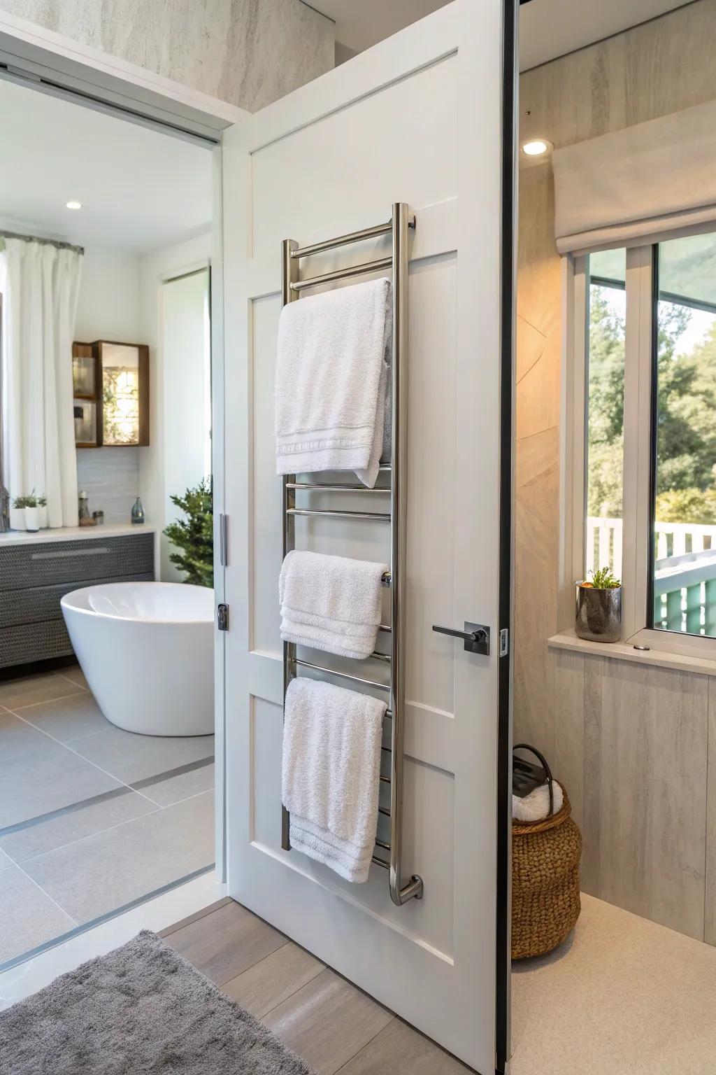 Keep your towels within reach and save space.