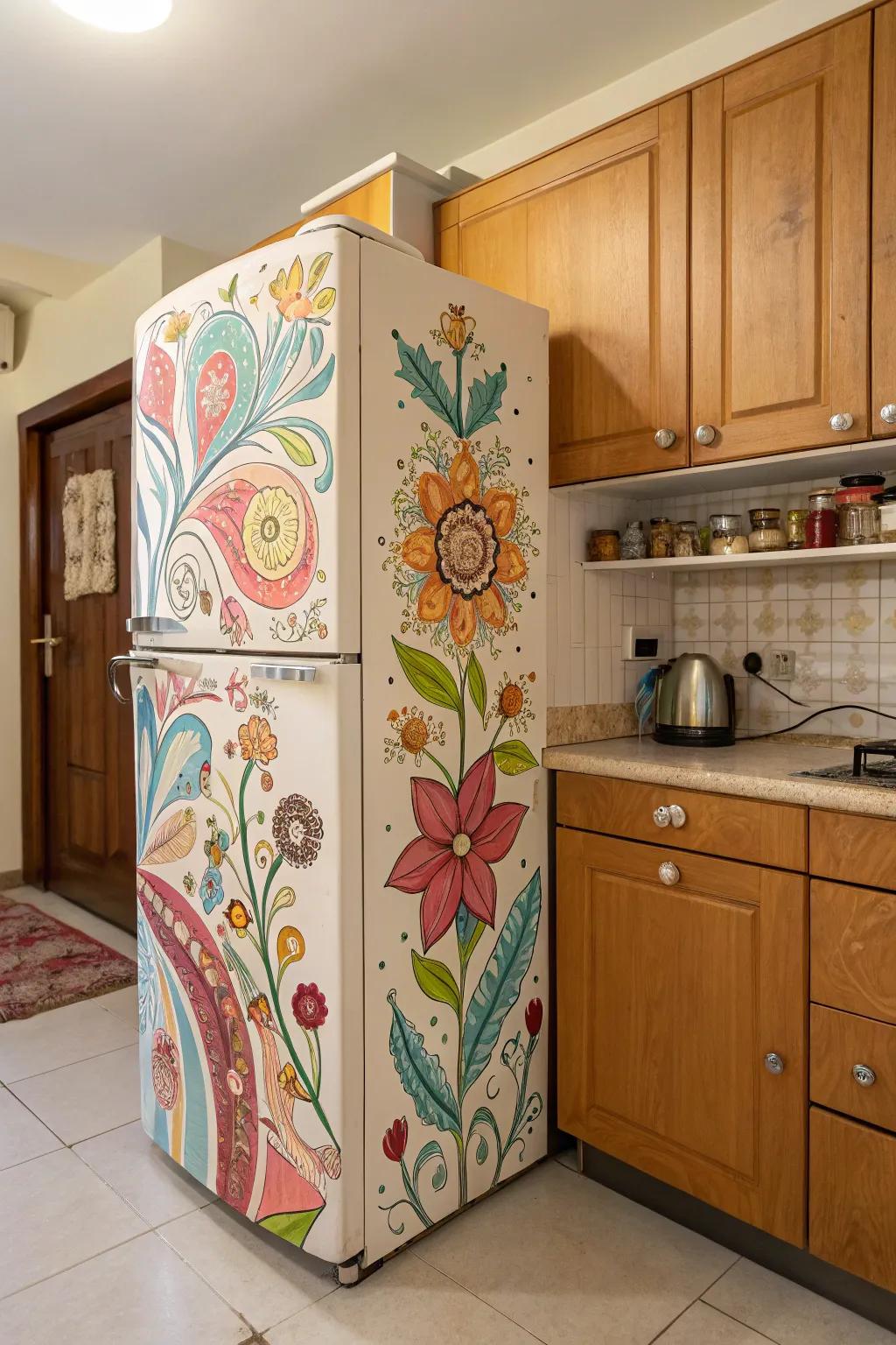 Whimsical patterns transform your fridge into a work of art.