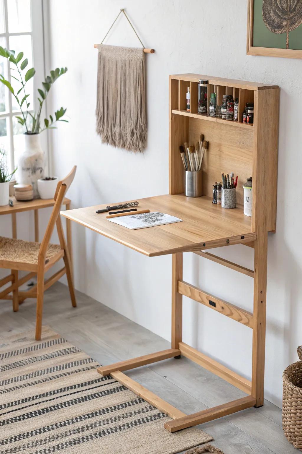 Transform your studio space with a chic dropdown table — the perfect blend of form and function for your artistic endeavors.