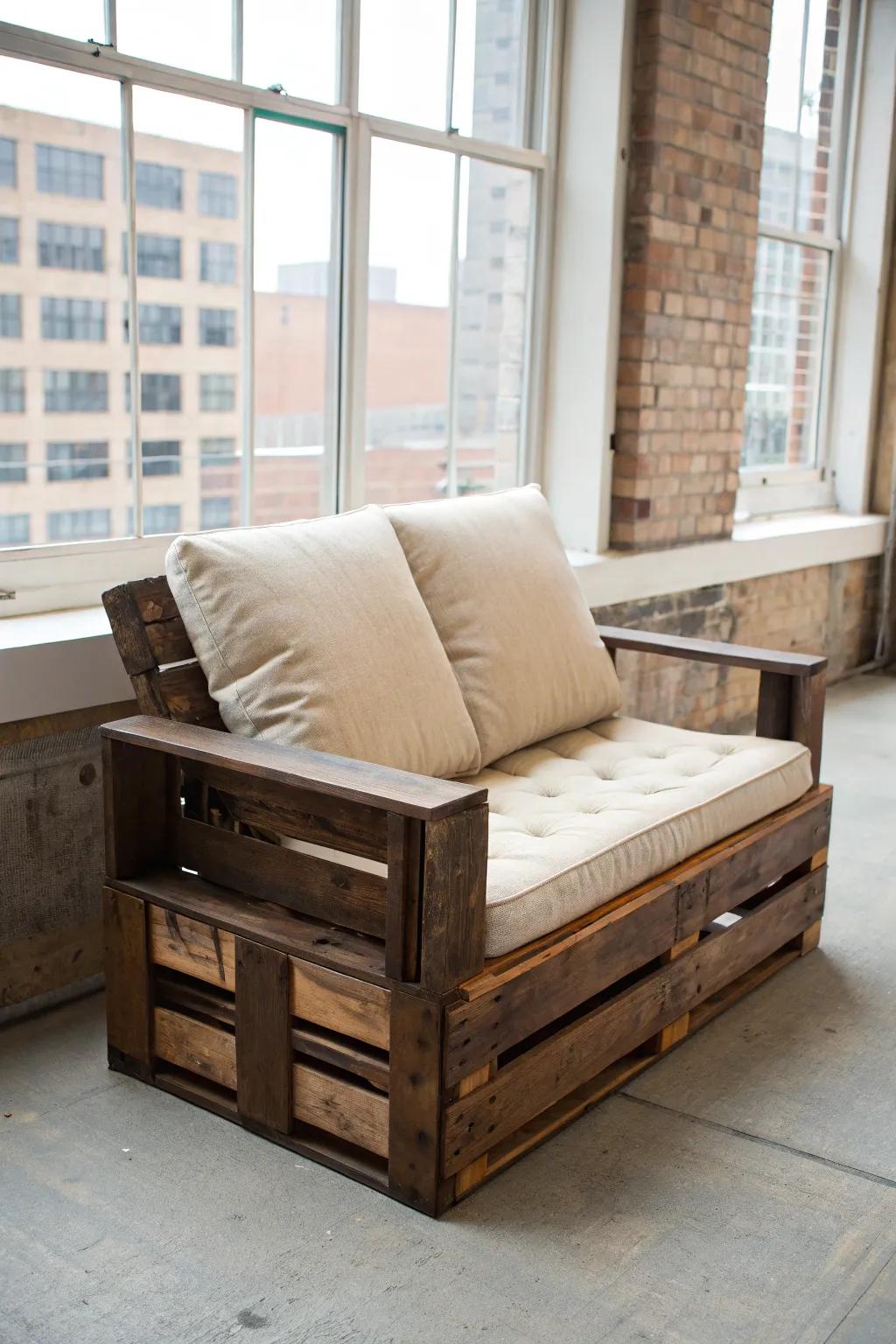 Transform your space with this chic convertible pallet bench chair, perfect for entertaining in style.