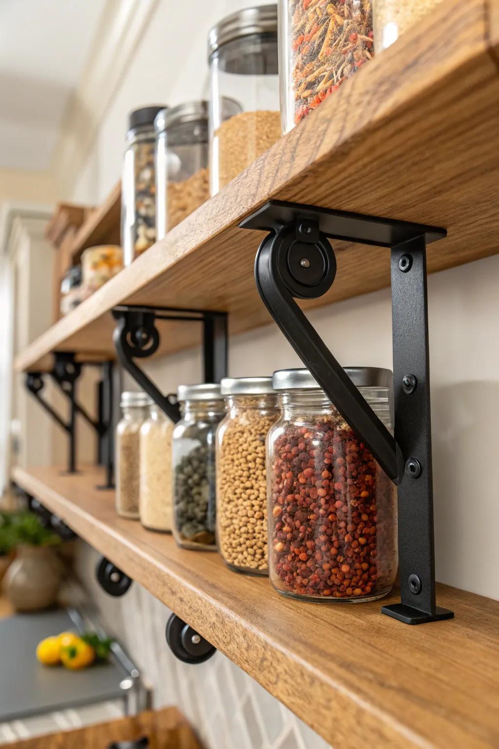 Elevate your pantry game with DIY shelf reinforcements that marry style and strength.