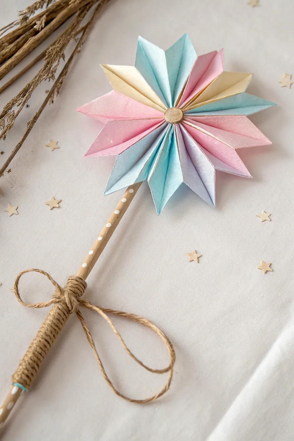 Craft your own colorful celebration with these enchanting paper firework wands!
