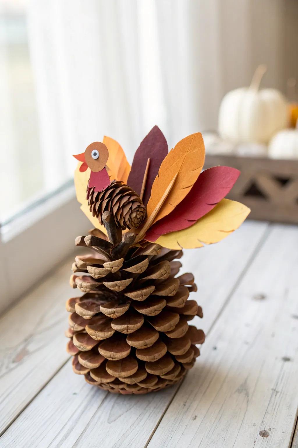 Capture the beauty of nature and creativity with a charming pine cone turkey - the perfect blend of rustic elegance and simple craftsmanship.