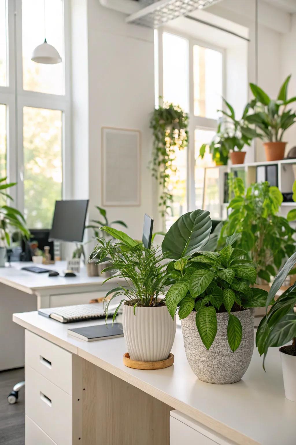 Plants bring life and freshness to your pastoral office space.