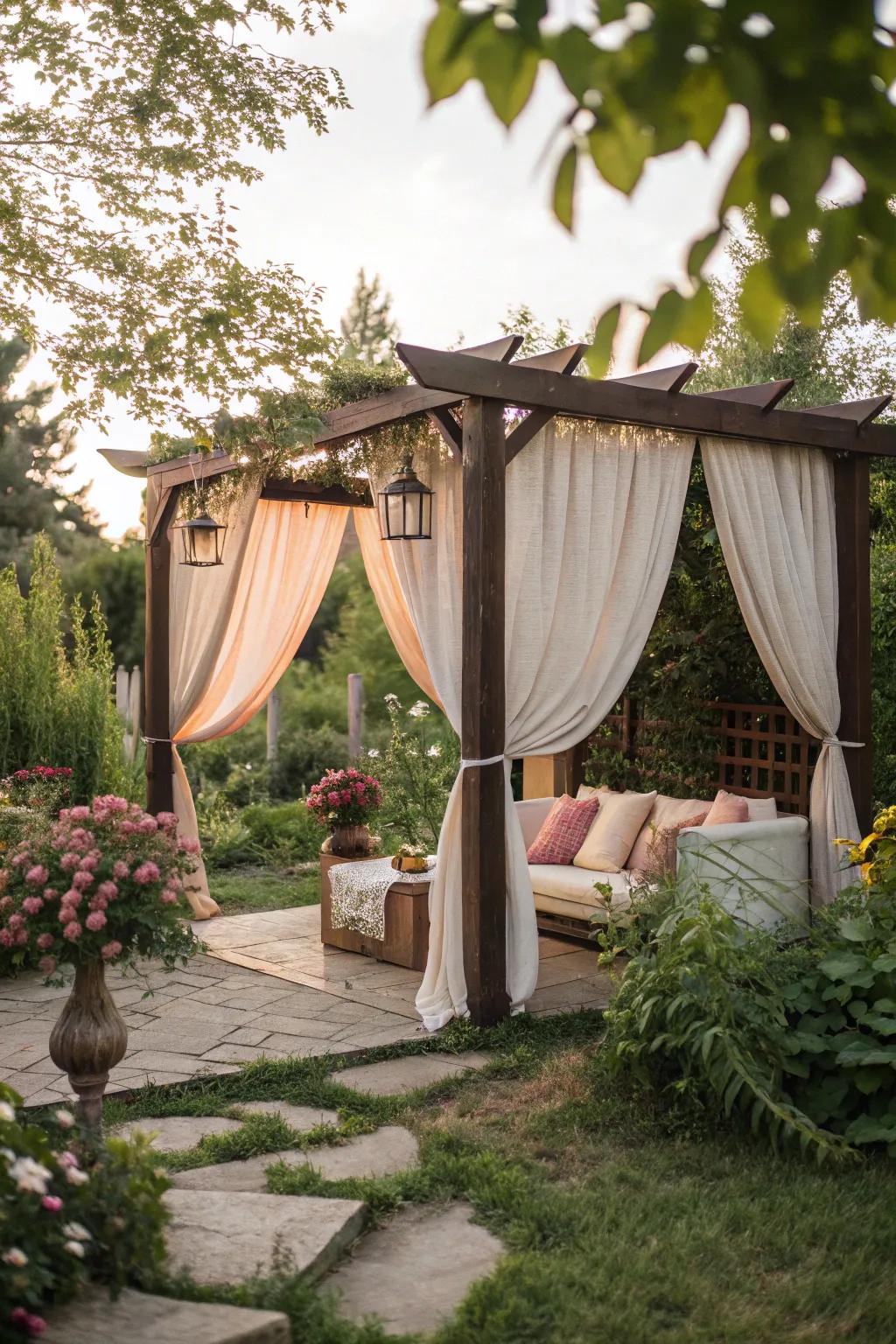 Pergola tents create a cozy and intimate outdoor retreat.