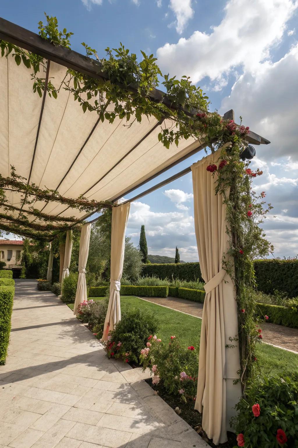 Fabric walls add privacy and elegance to traditional canopies.