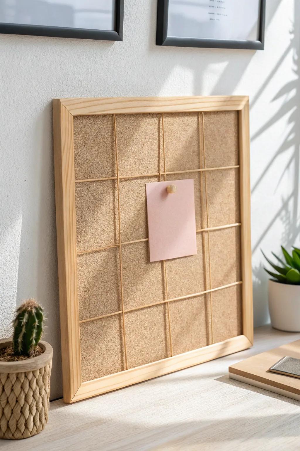 Keep your thoughts beautifully organized with this minimalist cork board centerpiece.