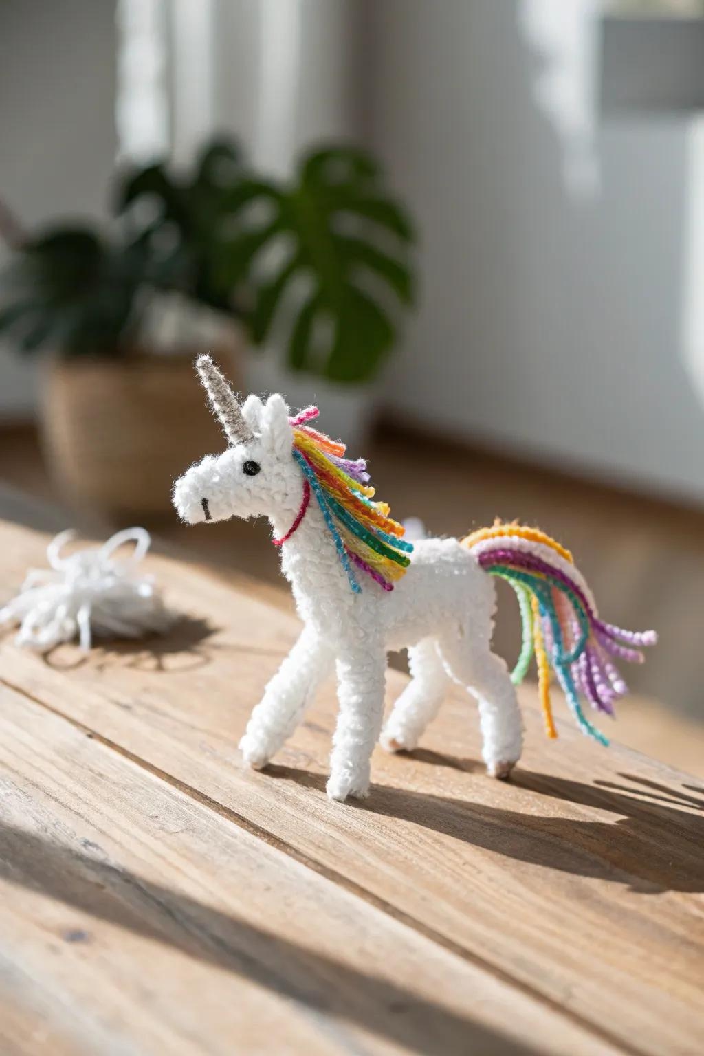 Enchant your space with a touch of whimsy: a pipecleaner unicorn masterpiece.