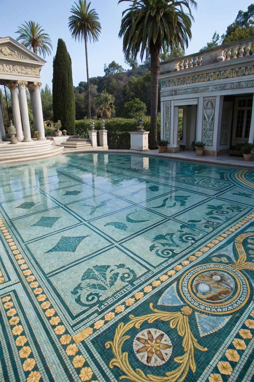 Embrace classic elegance with Roman-inspired mosaics.