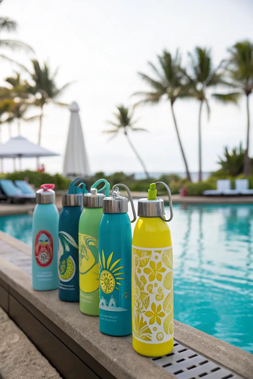 Reusable water bottles are practical and eco-friendly.