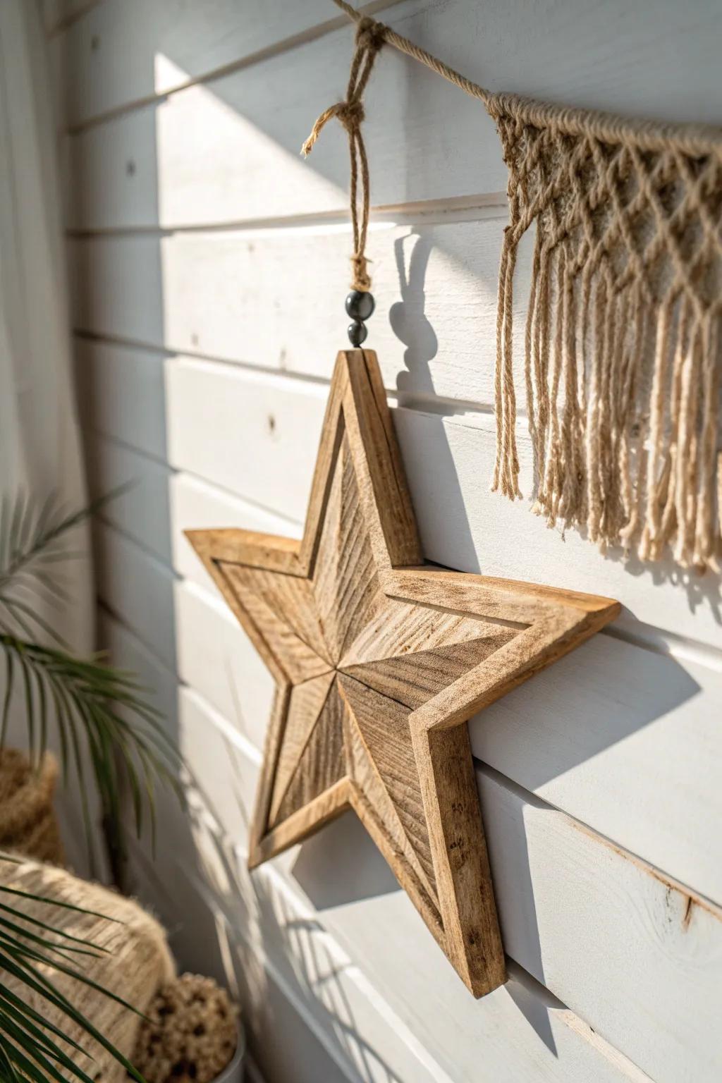 Embrace the charm of simpler times with this handcrafted wooden star, a perfect blend of rustic elegance and minimalist aesthetics.