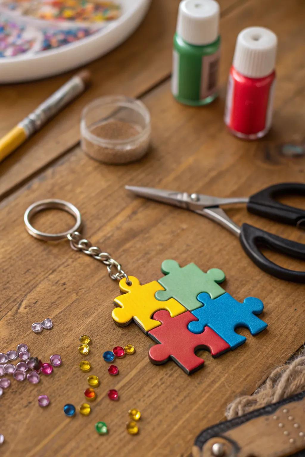 DIY puzzle piece keychains are creative and customizable gifts.