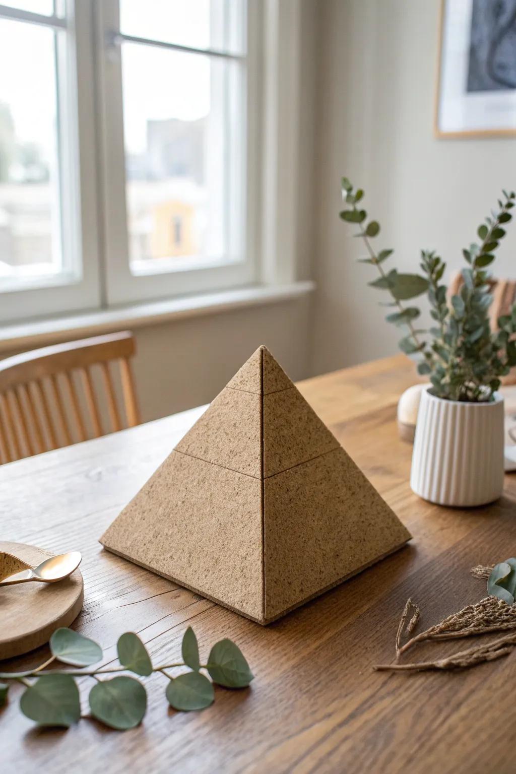Explore the tactile beauty of a sandpaper pyramid—where minimalism meets playful creativity!