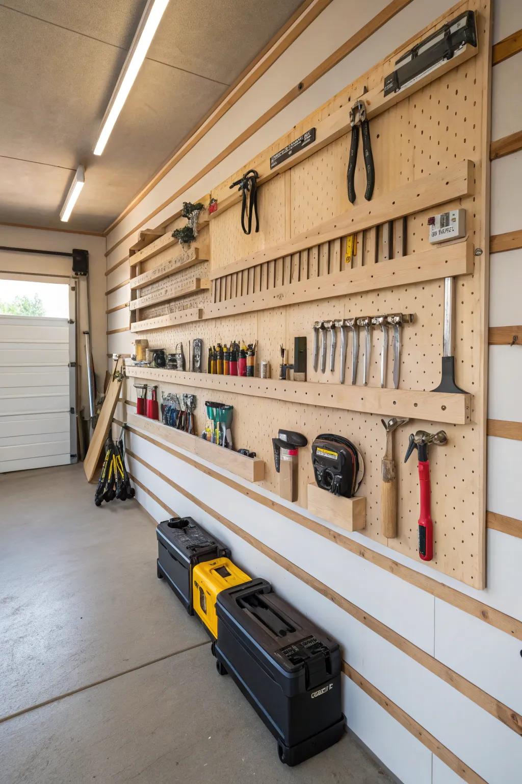 Elevate your garage organization with the sleek versatility of a French cleat system.