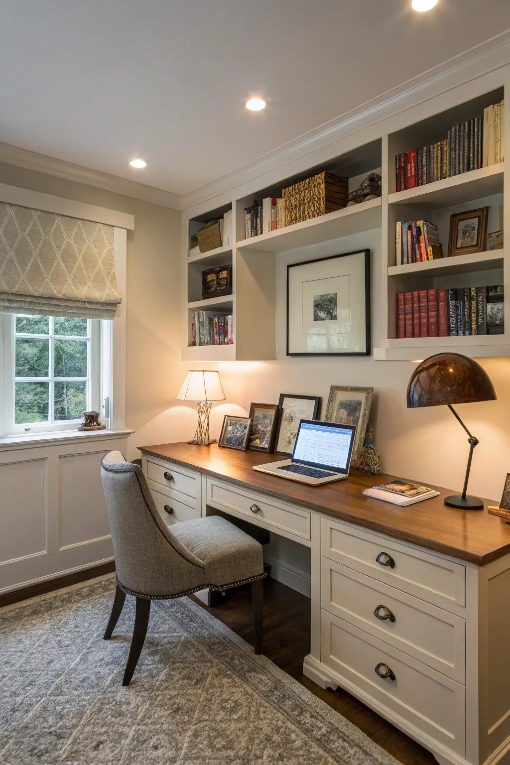 Enhance productivity with efficient recessed lighting in your home office.