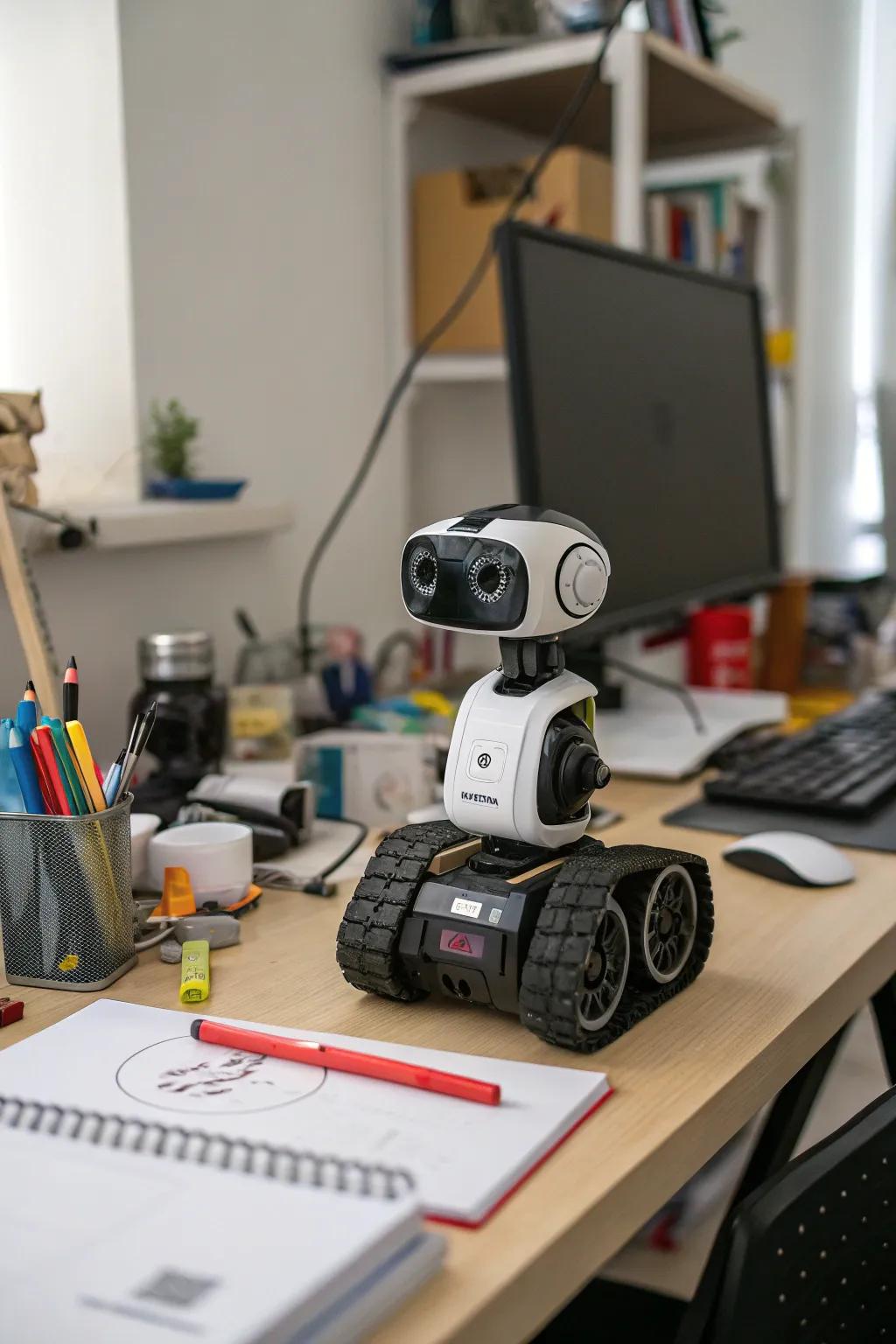 Protect your desk treasures with a DIY security robot.