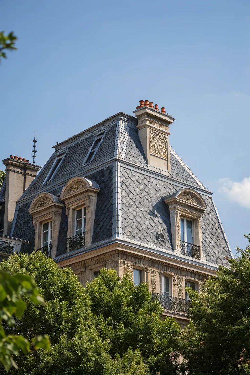 Experience the elegance of a mansard roof, where style meets functionality, adding a touch of Parisian charm to your home.