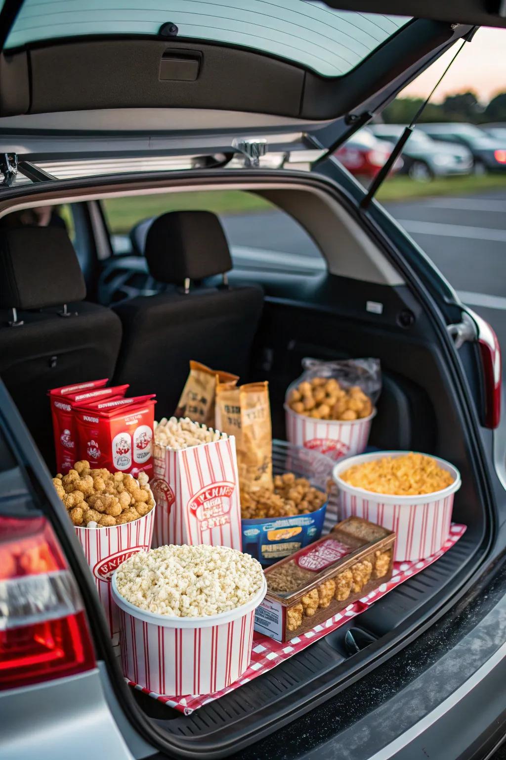 A ballpark snack bar setup is a tasty addition to your trunk.