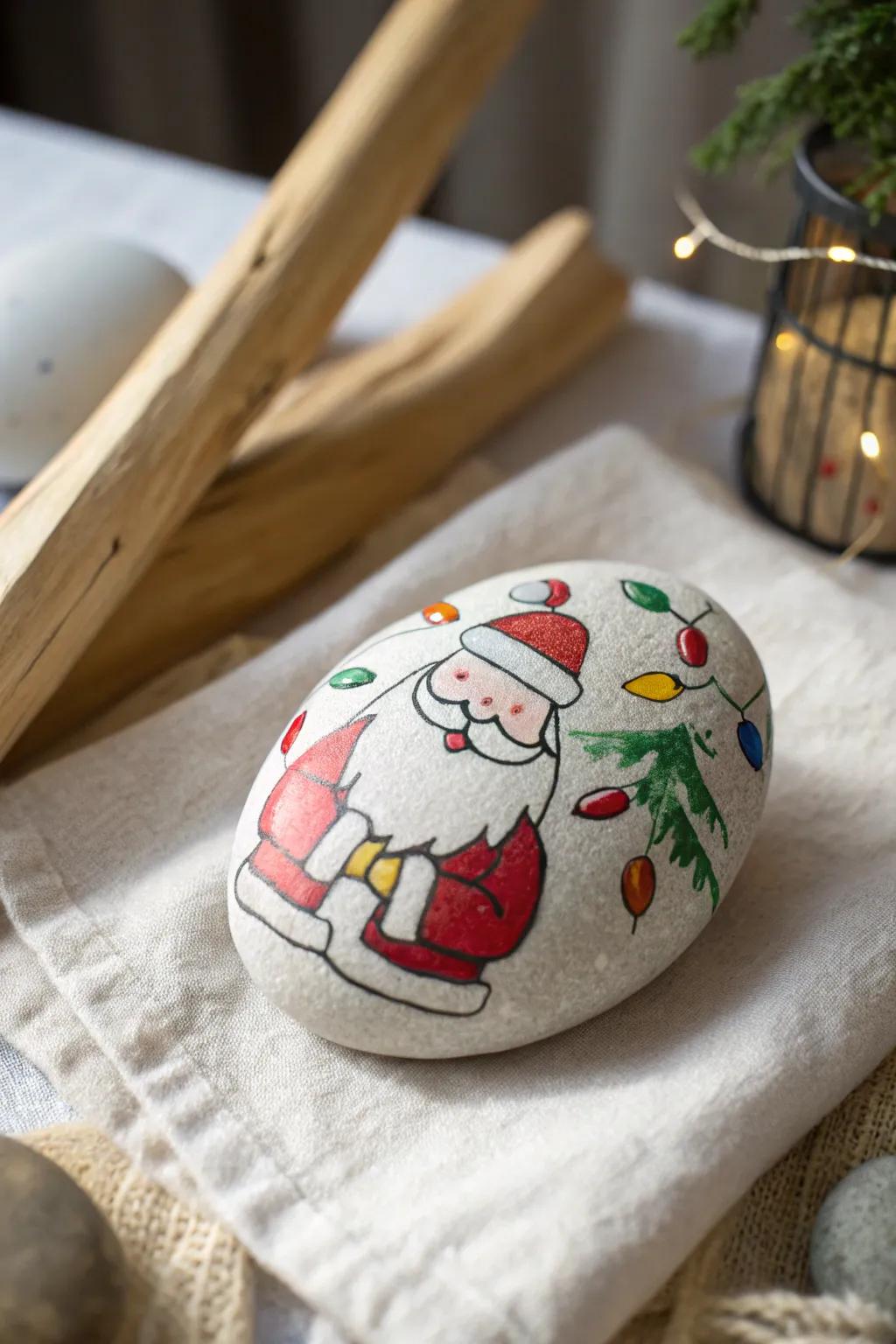 Illuminate your rock collection with Santa's festive cheer and handcrafted elegance.