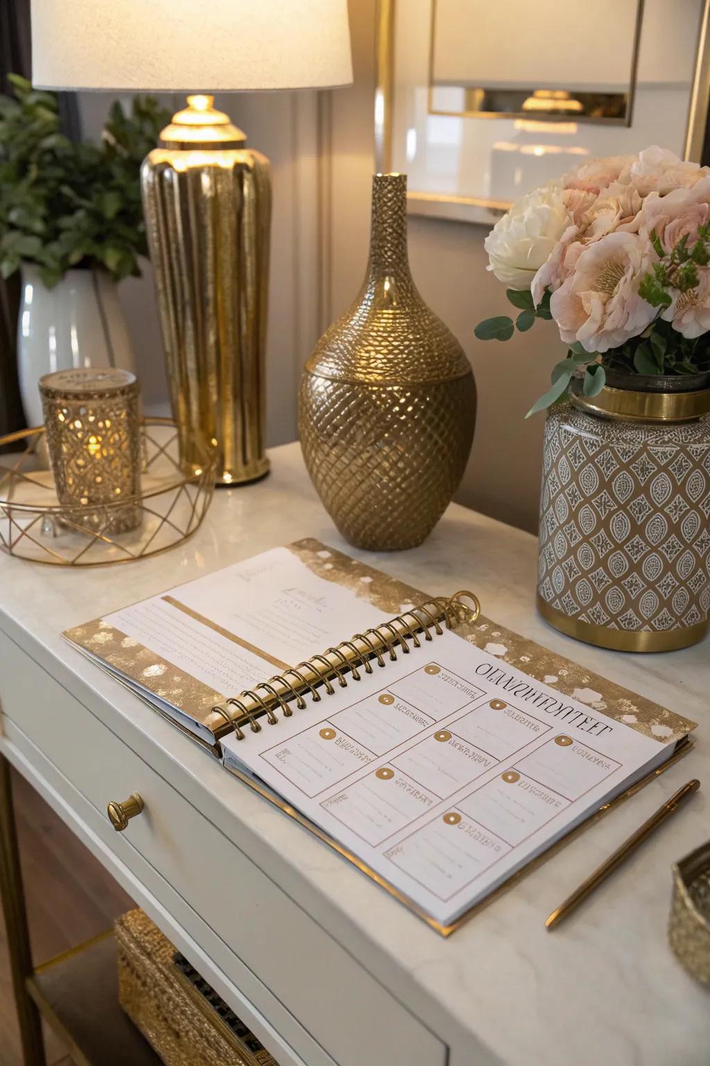 An elegant weekly planner that enhances living room aesthetics