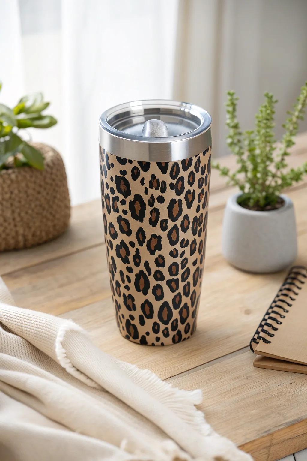 Embrace your wild side with this chic leopard print tumbler, where Scandinavian minimalism meets boho charm.