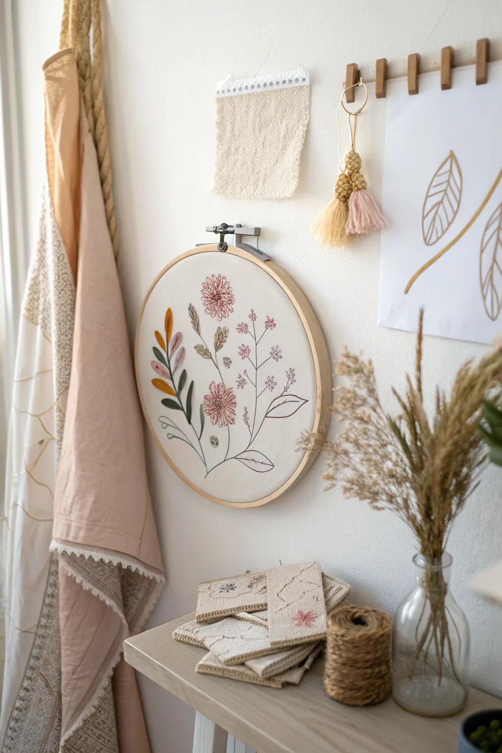 Elevate your creative corner with minimalist art that inspires every stitch.