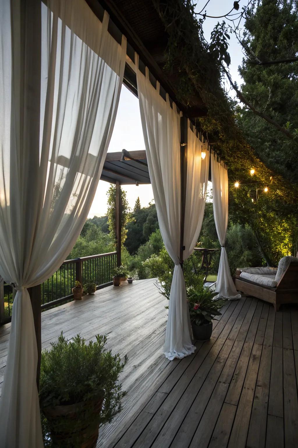 Outdoor curtains add elegance and shade to your deck.