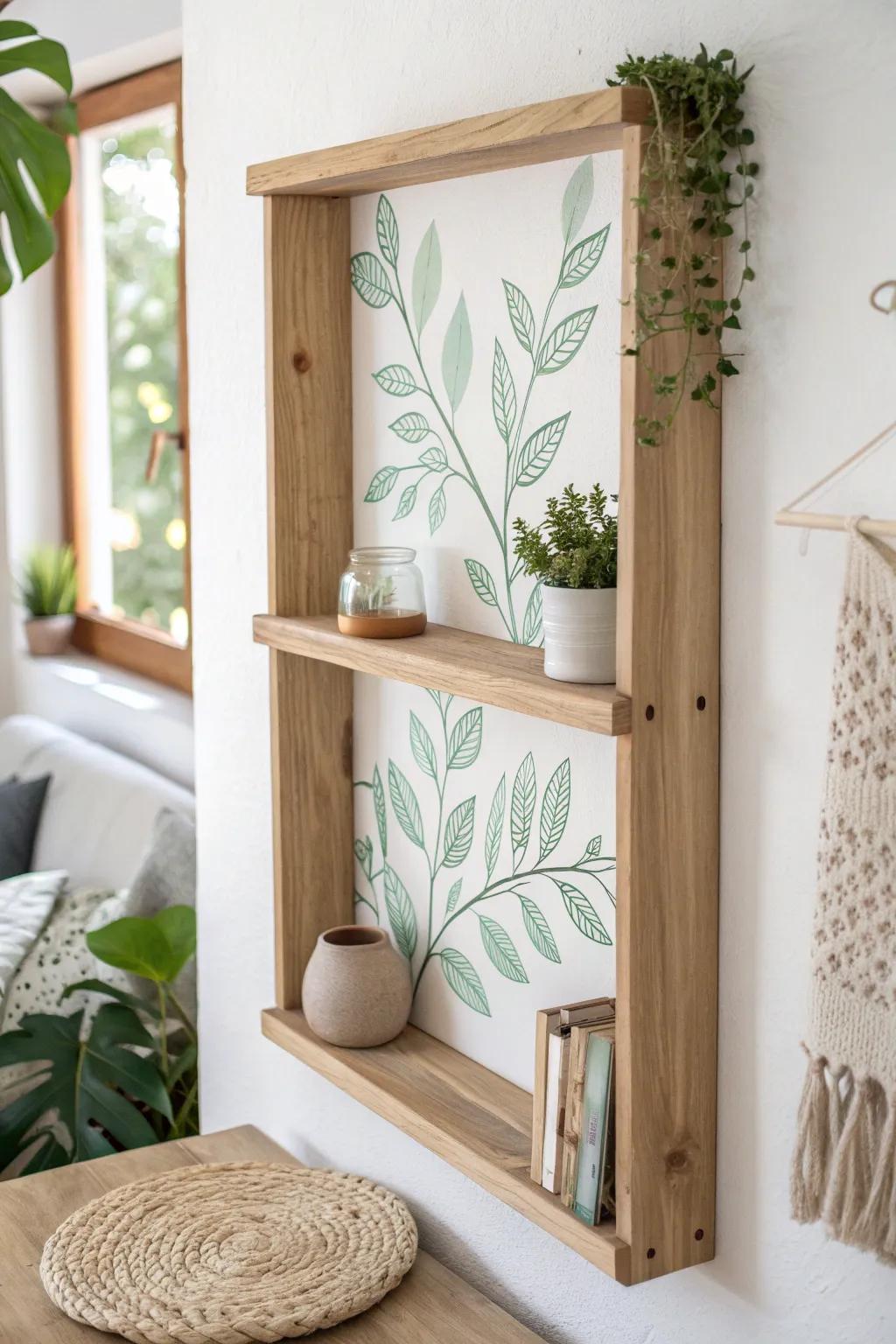 Bring the outdoors in with nature-inspired painted shelves that breathe life and tranquility into your space.