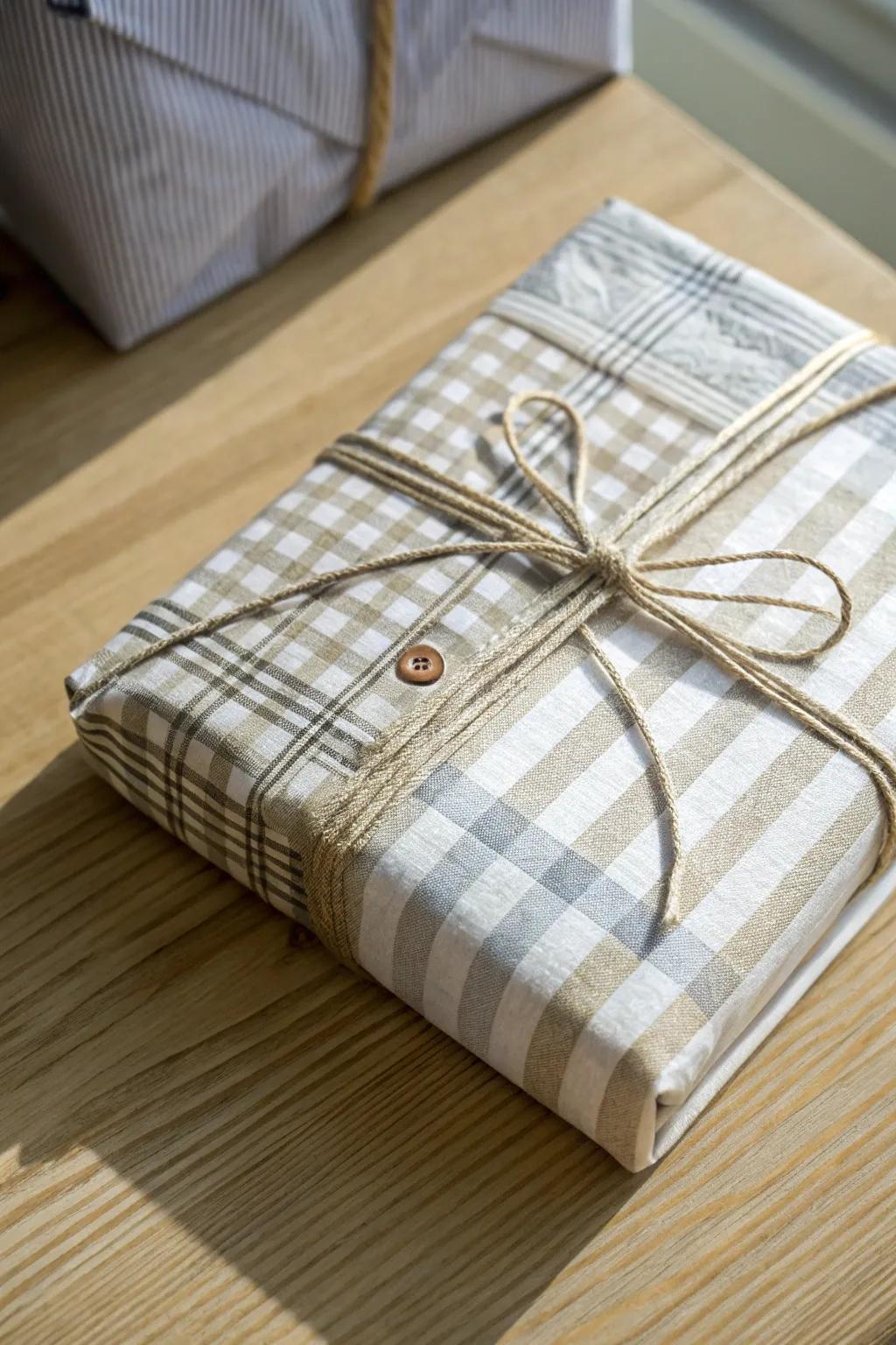 Elevate your gift wrapping with a chic mix of checkered and striped patterns—where simplicity meets style.