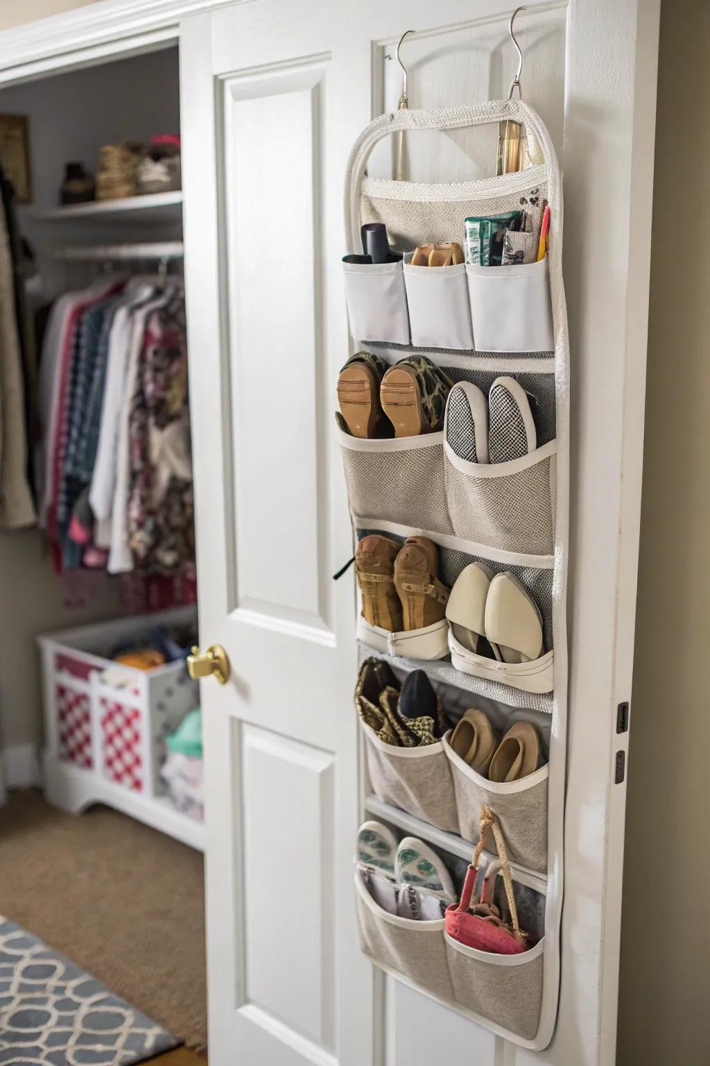 Don't overlook the potential of over-the-door storage solutions.