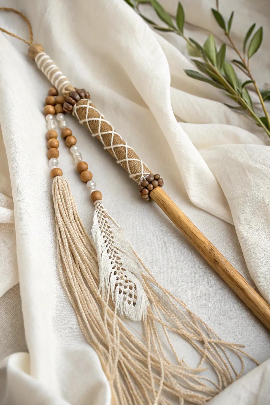 Elevate your event with a spirit stick that embodies minimalist elegance and earthy charm.
