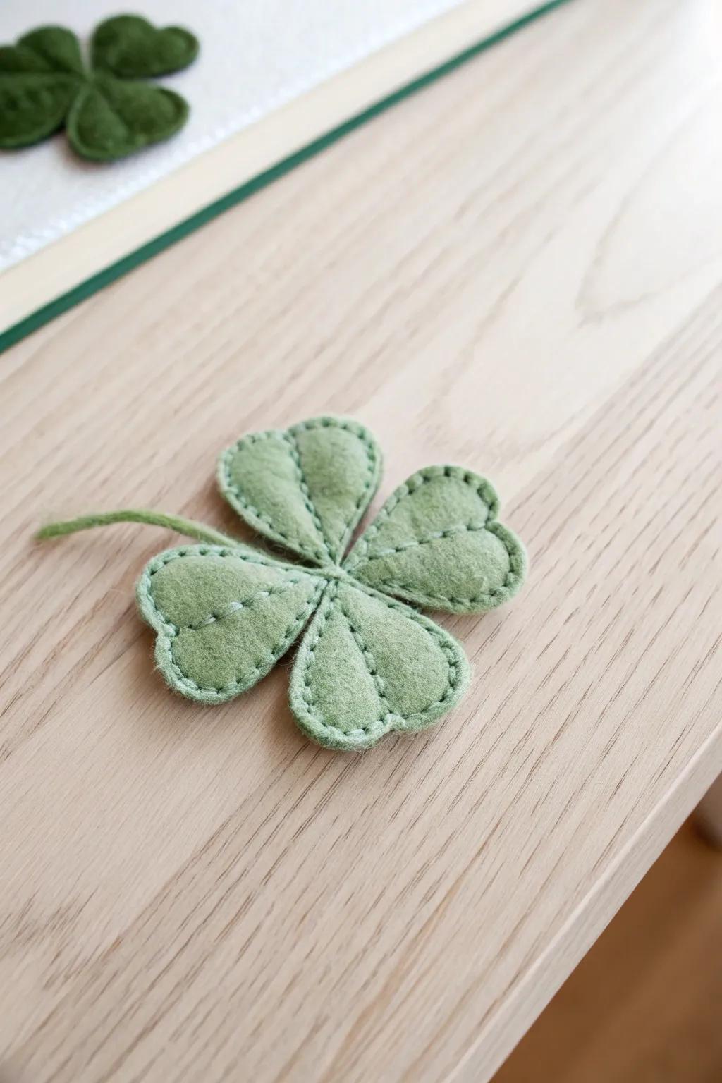Embrace simplicity with handcrafted felt shamrocks, bringing a touch of nature indoors.