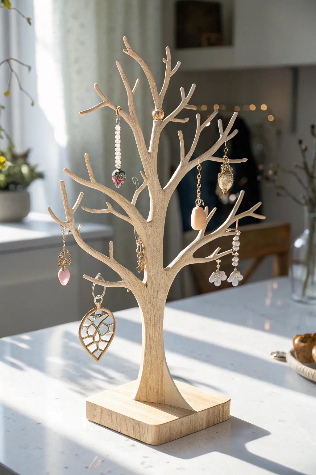 Elevate your decor with a chic tabletop tree—where style meets organization.