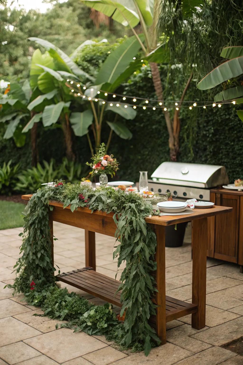 Greenery garlands enhance your table with lush, natural elegance.