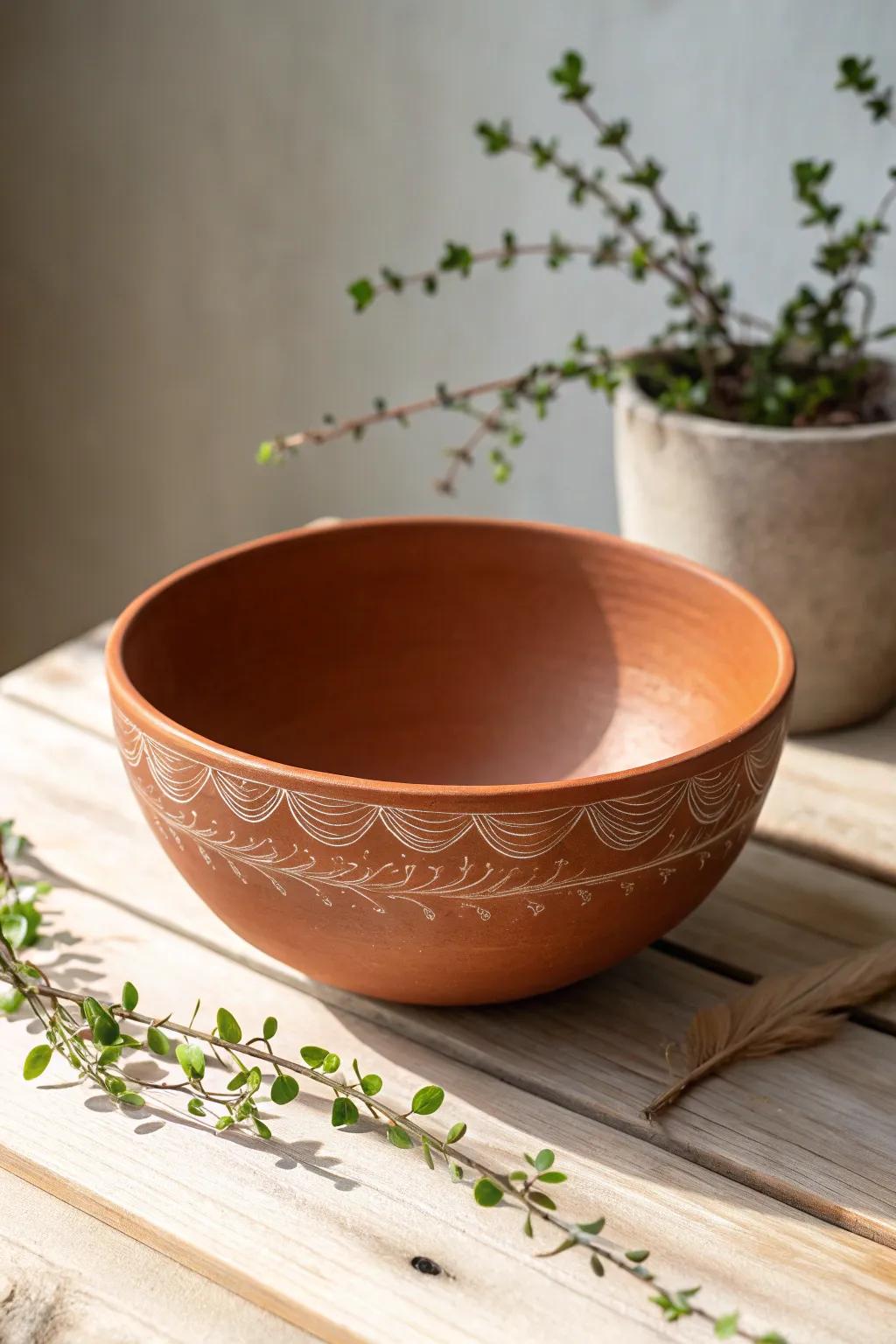 Embrace simplicity with this handcrafted terracotta bowl, a perfect blend of minimalism and boho elegance.