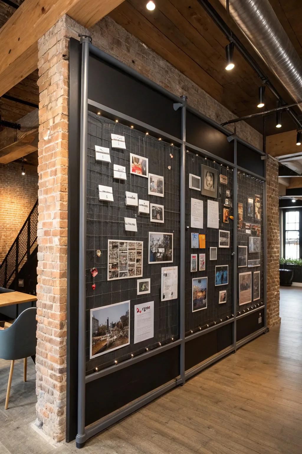 Give your space an urban touch with an industrial bulletin board.