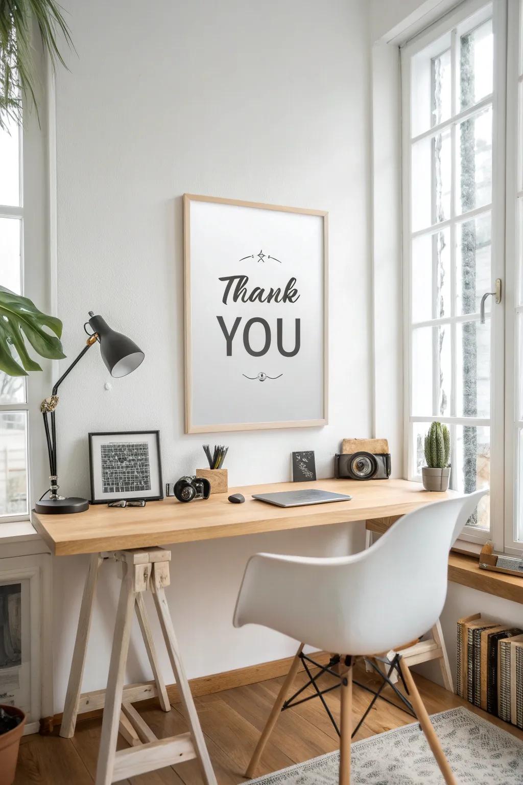 Stay inspired with an inspirational quotes thank you poster in your workspace.