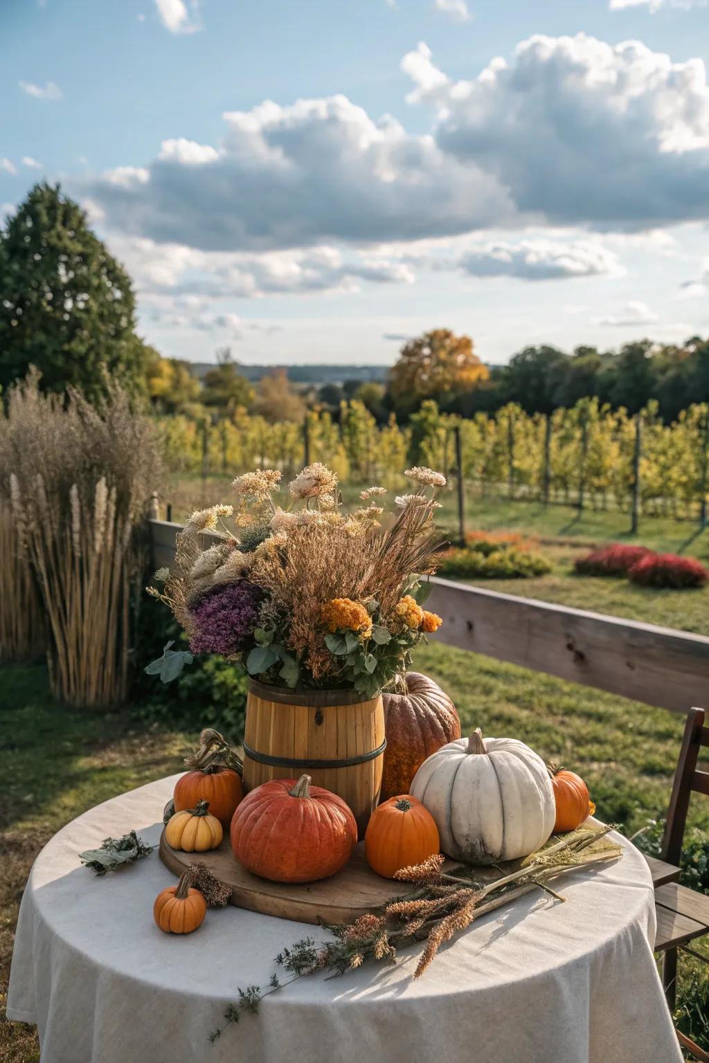 A striking centerpiece to celebrate the harvest season.