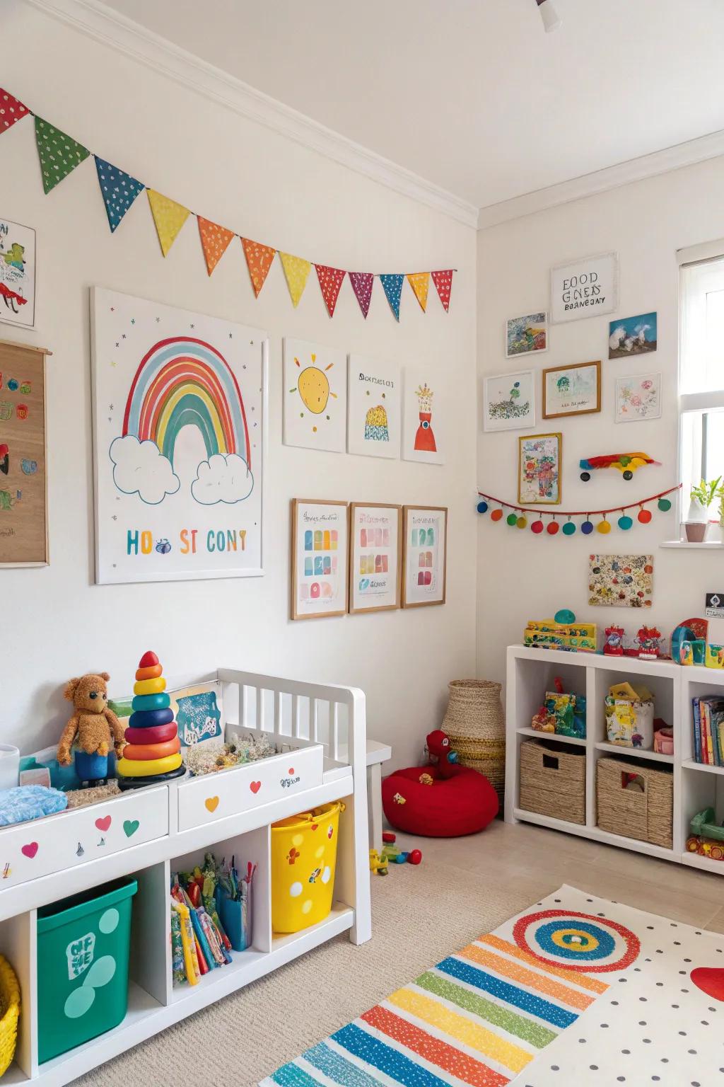 Bright white walls open up the space and highlight decor.