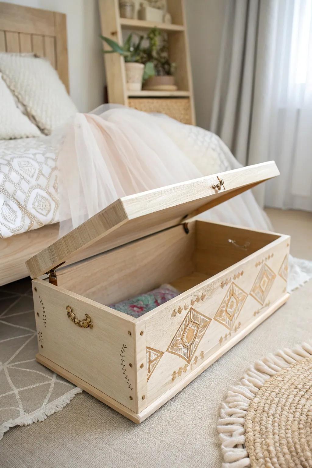 Elegantly tuck away your treasures with this stylish under-bed storage solution.