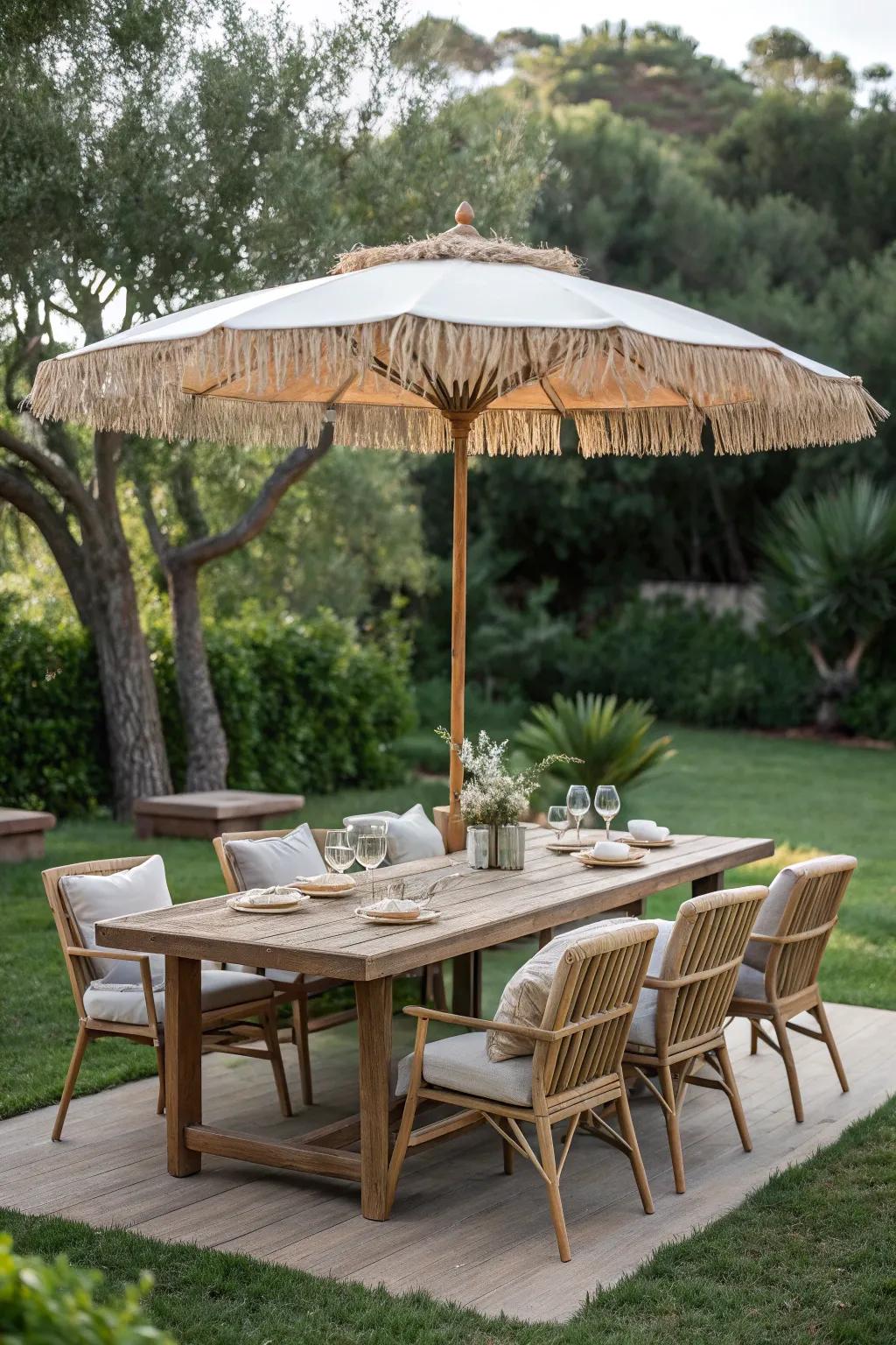Elevate your al fresco dining with a touch of Scandinavian elegance and boho charm.